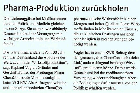 Pharma-Produktion zurückholen