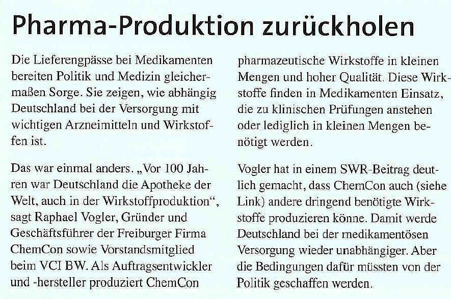 Pharma-Produktion zurückholen
